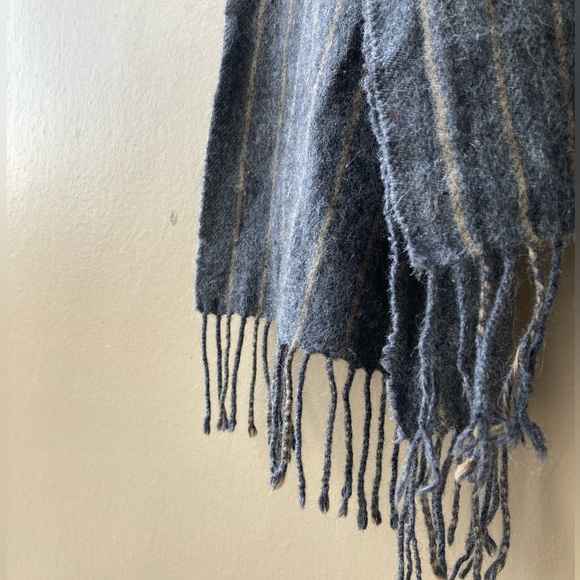 Ireland 100% wool suantrai scarf grey gray striped stripes wide oversized - Picture 14 of 15